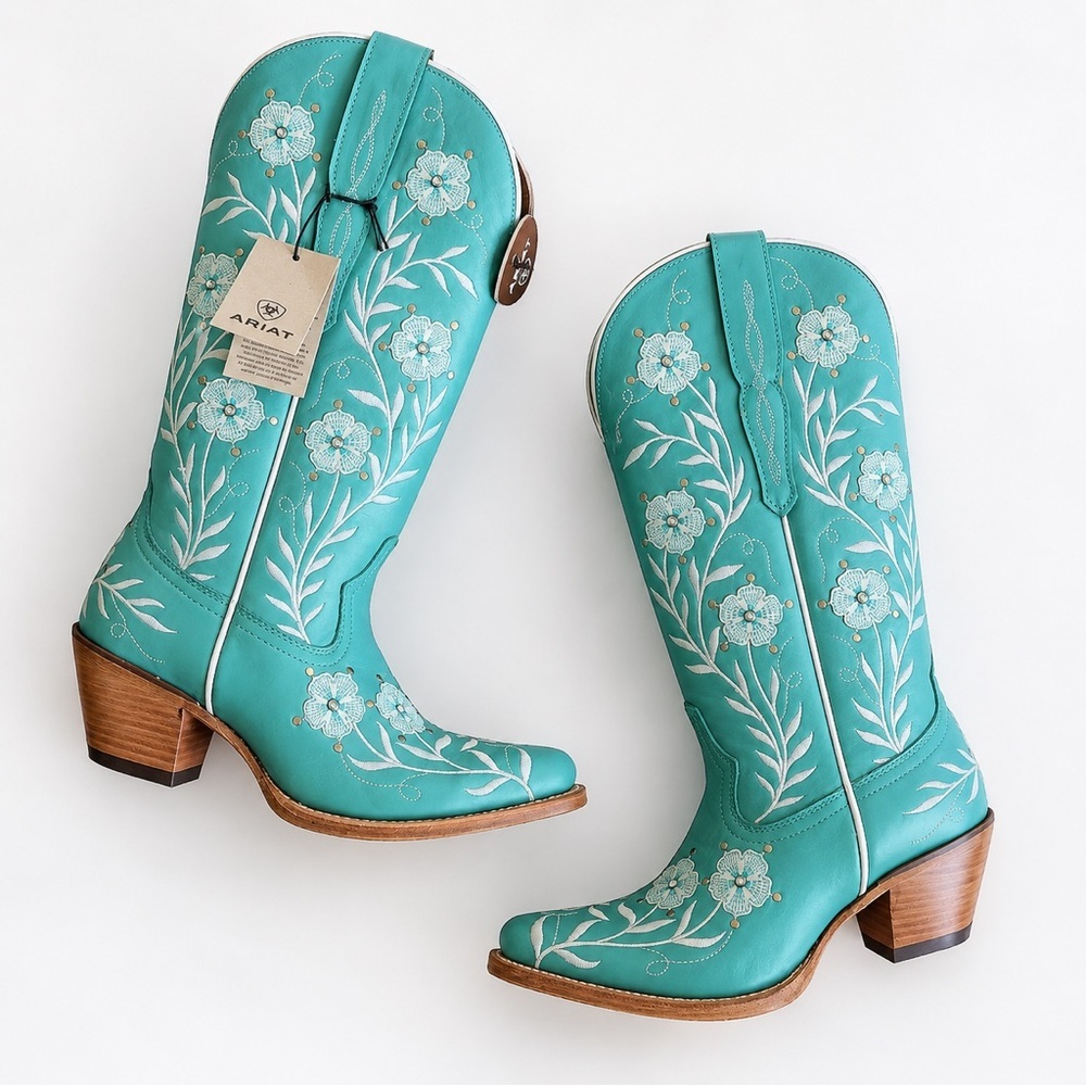 ARIAT Romance Western Boot in Natural Turquoise - Picture 6 of 12